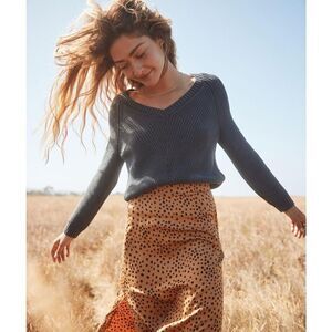 Marine Layer Ezra V-Neck Sweater in Anthracite Women's Size XL